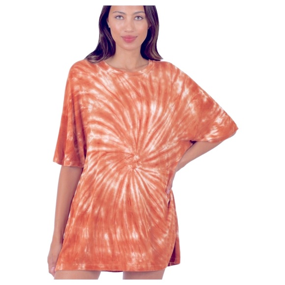 Tie Dye Everyday Tee Shirt Dress! Available in Rust—Small, Medium & Large - Picture 1 of 5